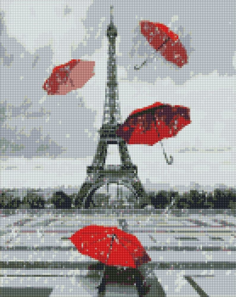 Ideyka Diamantové malování obraz deštníky pod Eifelovkou 40 x 50 cm - 1 ks