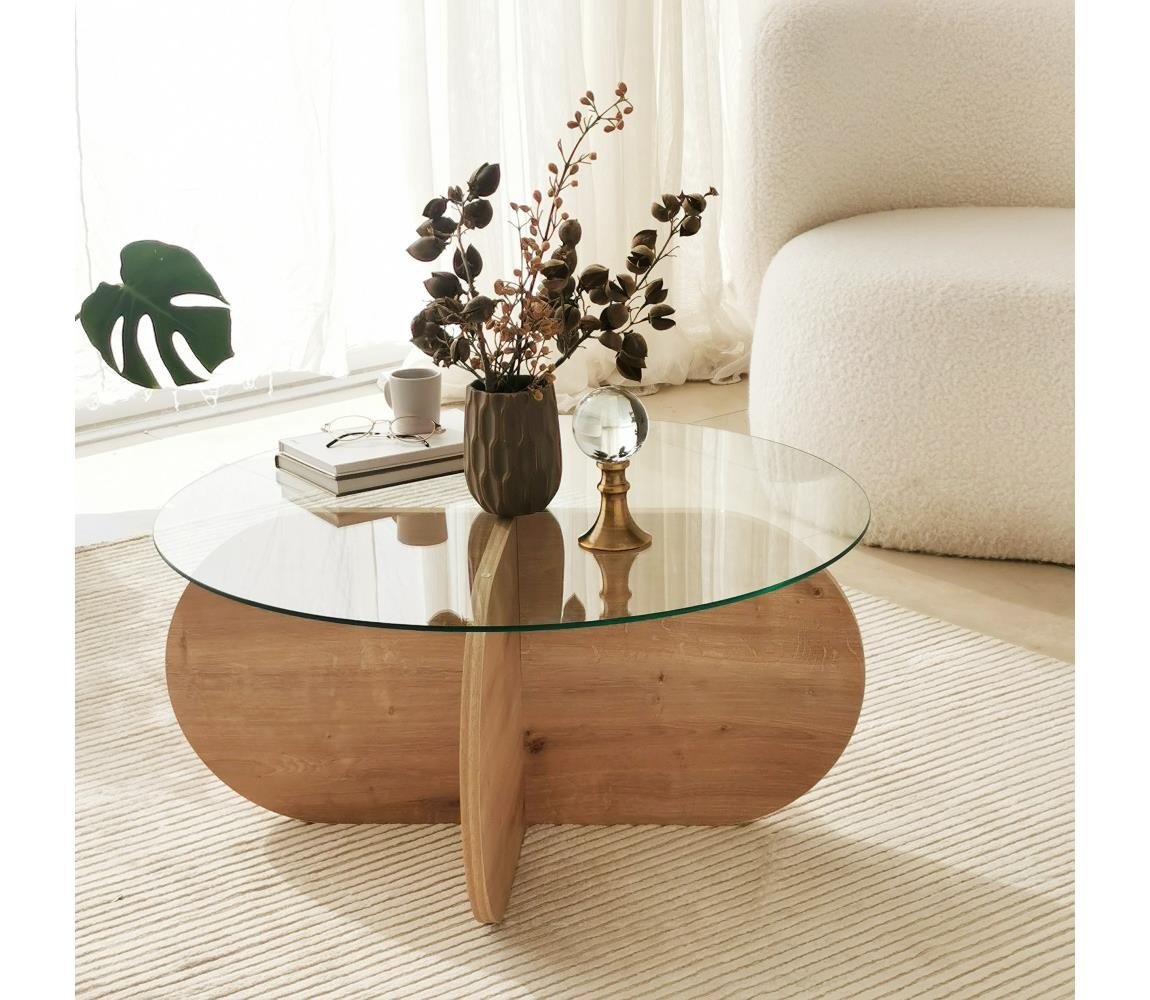 Konferenční stolek BUBBLE 35x75 cm hnědá/čirá