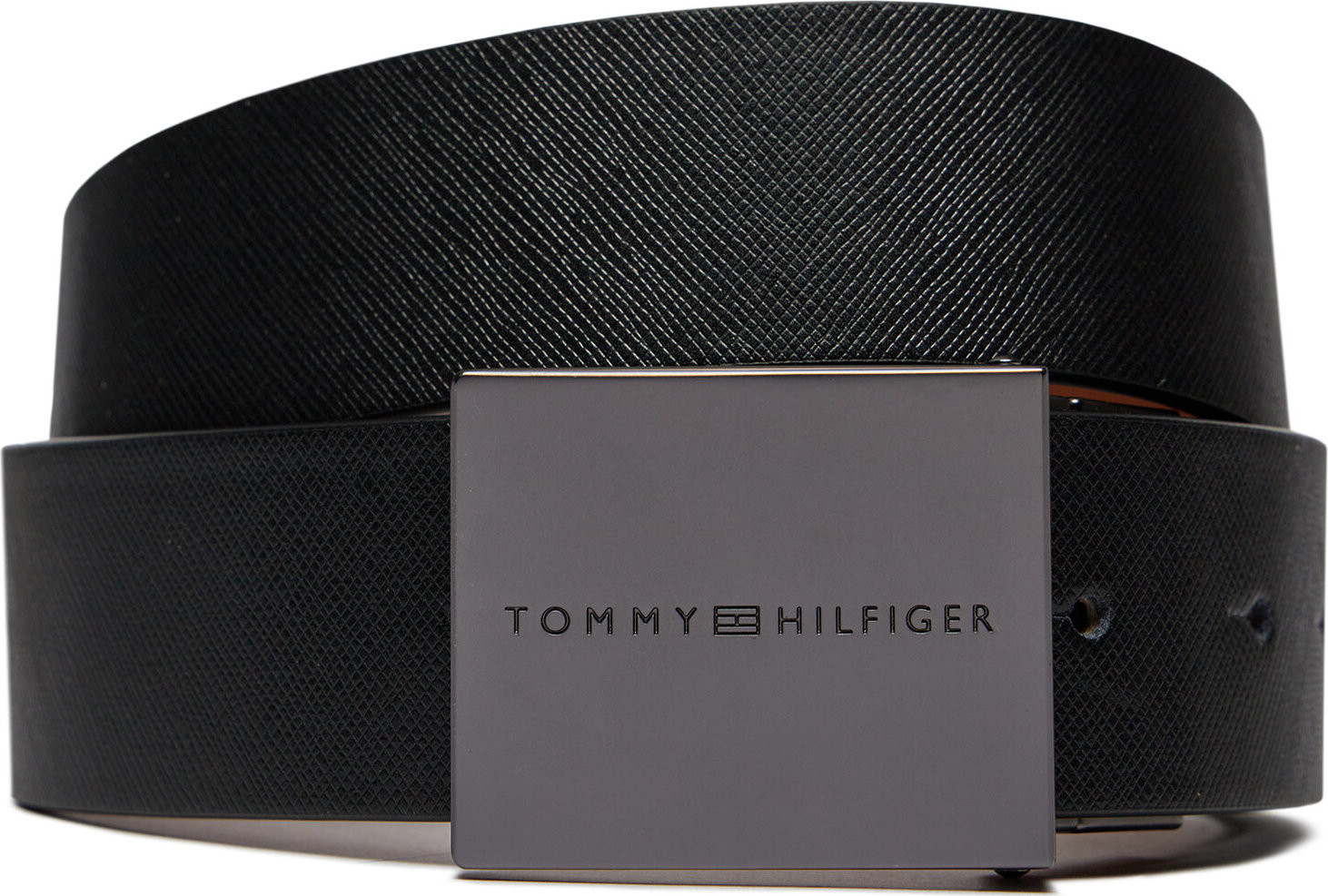 Pánský pásek Tommy Hilfiger Plaque Buckle 3.5 Rev AM0AM12063 Black / Cognac BDS