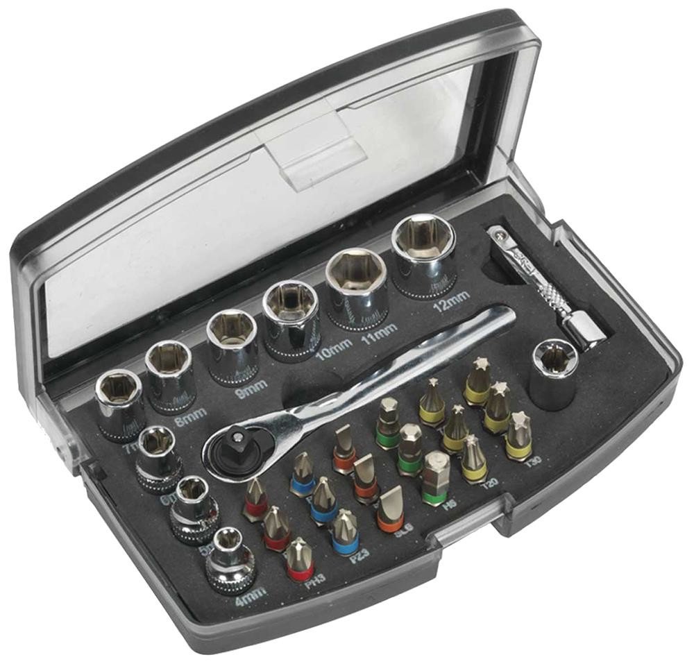 Sealey S01036 Socket And Bit Set, 1/4