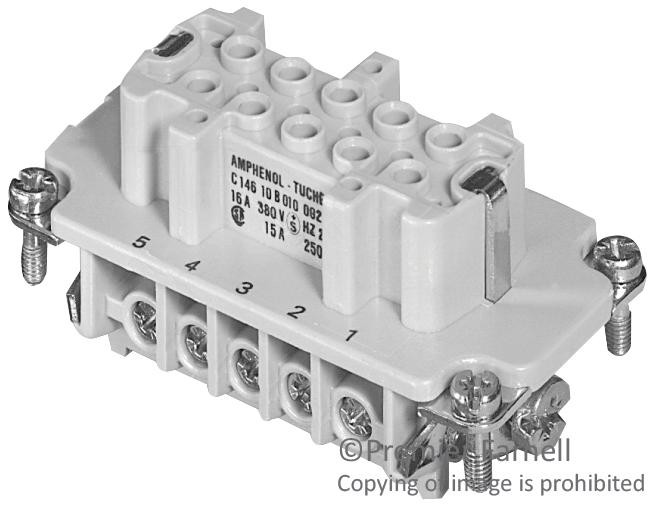 Amphenol Sine/tuchel C146-10B010-102-1 Rectangular Insert, Female, 10Way, Screw