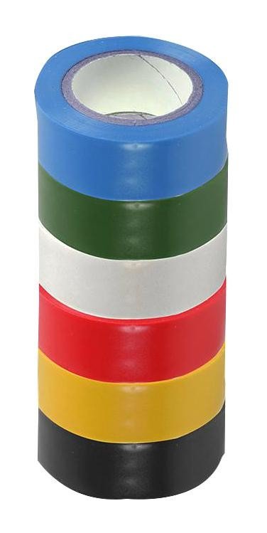Multicomp Pro Mp002165 Tape, Pvc, 19Mm X 8M, Multicolour, Pk6