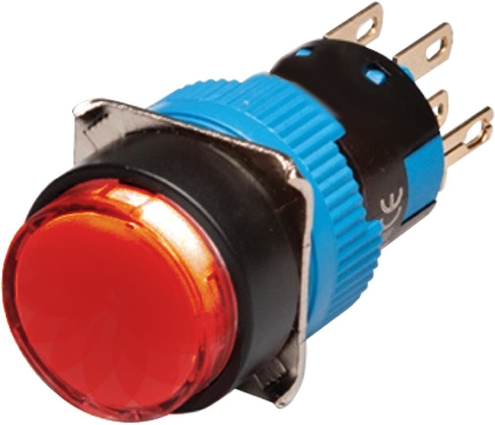 Rjs Electronics Rjs-K16-371-Re-65J Illum. Push Button, 16Mm, Ltch, Rnd, Red