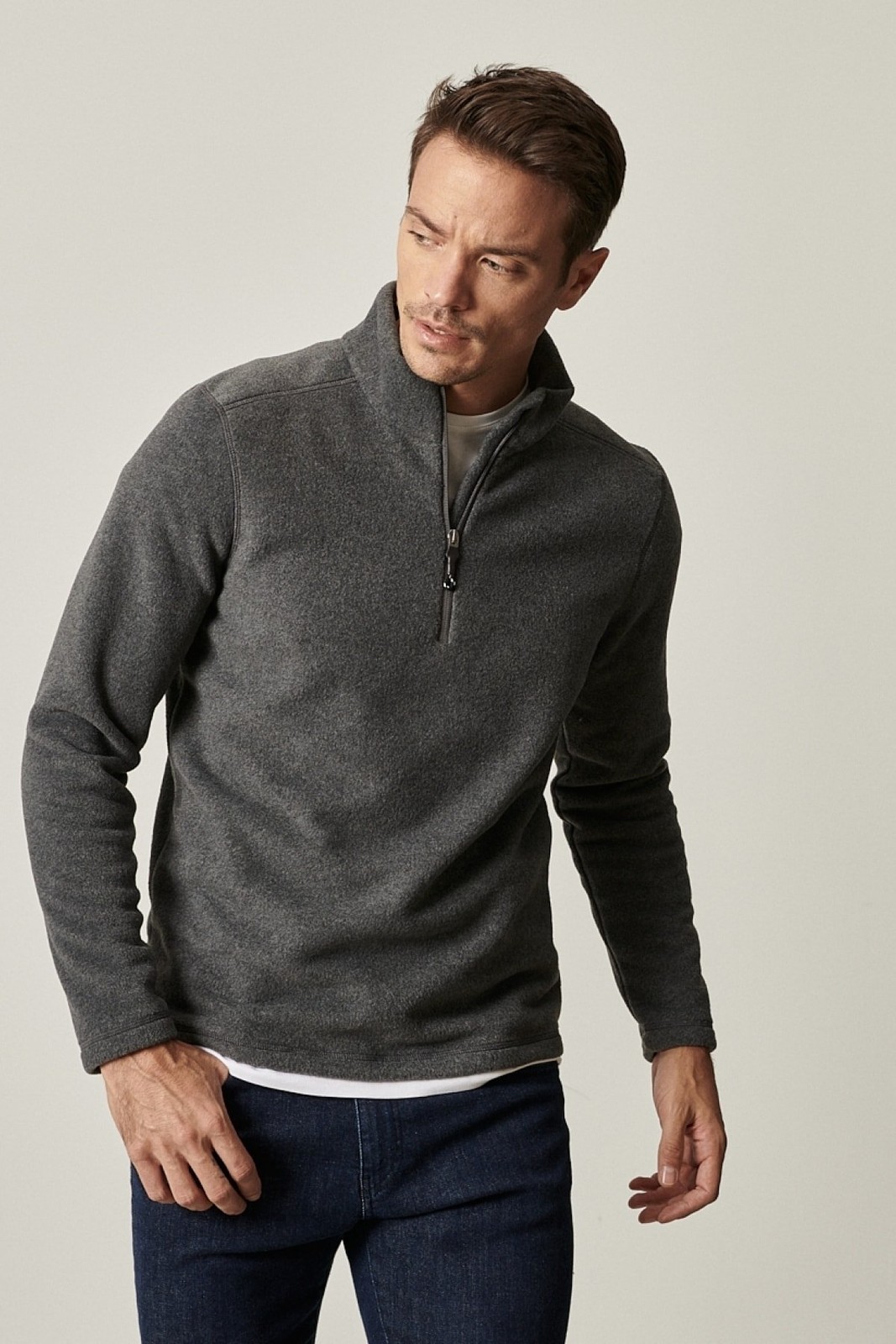 AC&Co / Altınyıldız Classics Anti-pilling Non-Pilling Standard Fit Stand-Up Bato Collar Cold-Proof Fleece Sweatshirt