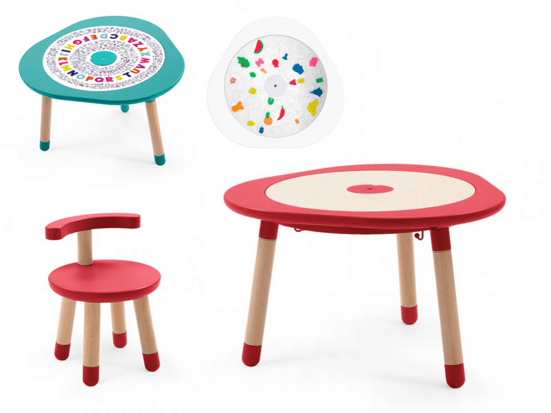 Stokke MuTable™ Cherry + židle + Diskcover Letters & Numbers + Play Dough