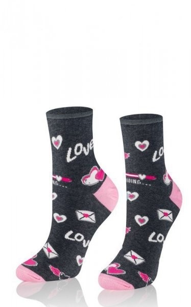 Intenso art.0471 Valentýnské dámské ponožky 35-37 světle šedý melanž/lurex