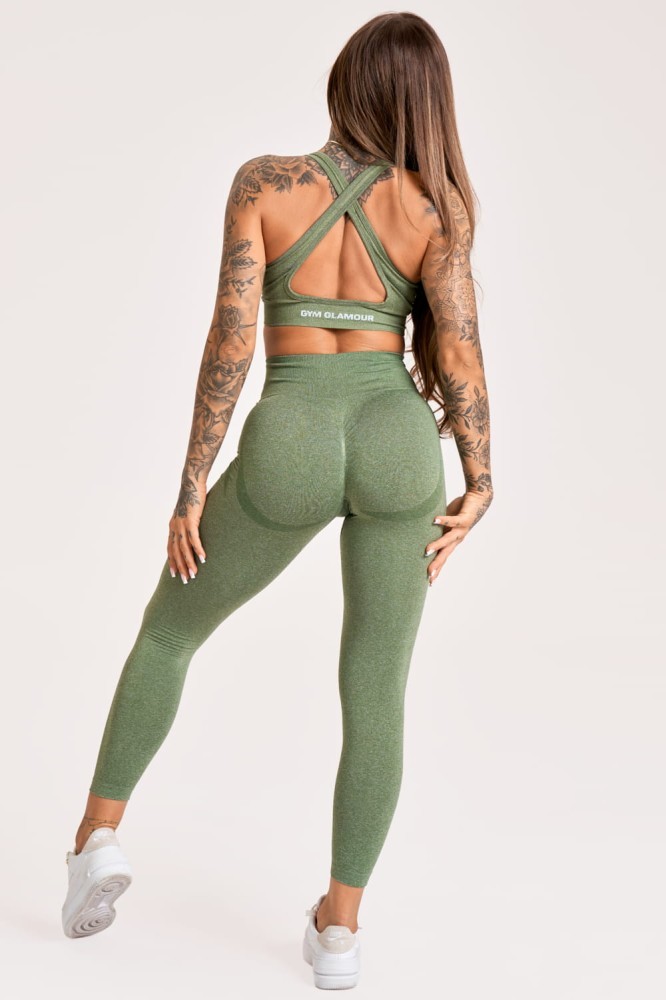 Gym Glamour Legíny Melange Khaki Barva: Zelená, Velikost: S