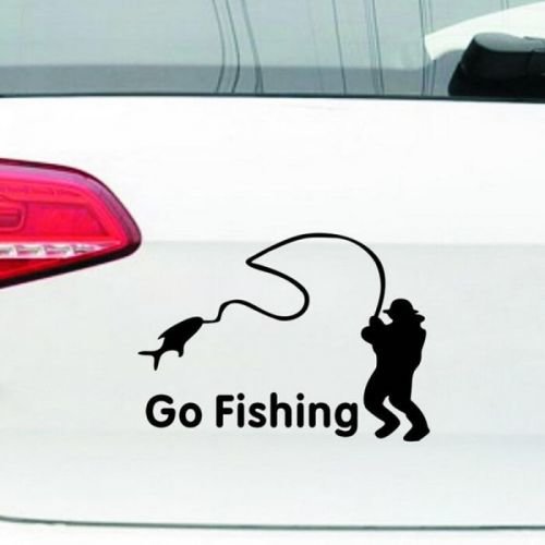 Nálepka na auto Go Fishing (Bílá)