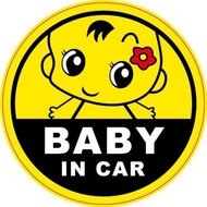 Nálepka na auto - Baby in car - miminko s kytičkou na hlavě