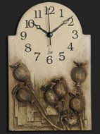 autorské hodiny Nástěnné hodiny keramické - hnědé makovice 146735
