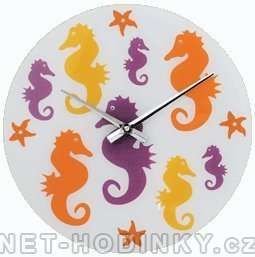 H&H Skleněné nástěnné hodiny 1056.2 mořský koník 150818