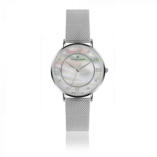 Dámské hodinky s páskem z nerezové oceli ve stříbrné barvě Frederic Graff Silver Liskamm Silver Mesh
