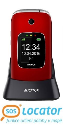 Mobilní telefon Aligator V650 Senior - stříbrný/červený