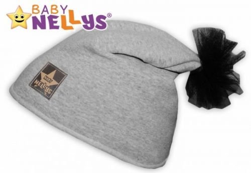 Baby Nellys Bavlněná čepička Tutu květinka Baby Nellys ® - šedý melír, 48-52 48/50 čepičky obvod