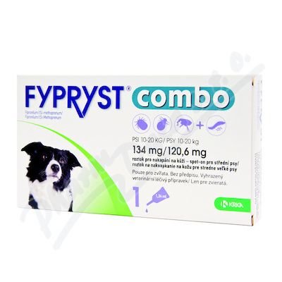 Fypryst Combo spot-on pro střední psy 10-20 kg 134 mg/120,6 mg roztok pro nakapání na kůži 1x1,34 ml