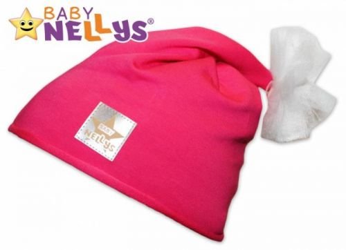 Bavlněná čepička Tutu květinka Baby Nellys ® - malinová, 2-8let, vel. 104 (3-4r)