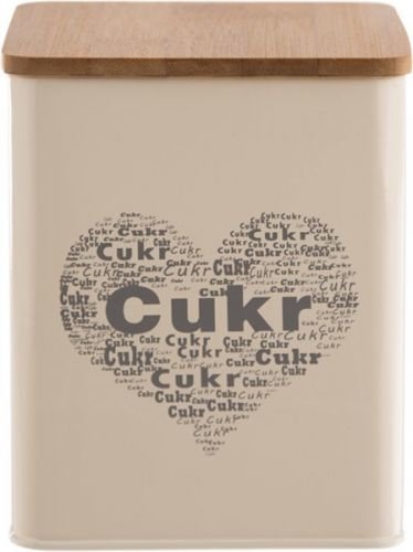 Orion Plechová Dóza plech/dřevo 11,5x 11,5x14cm CUKR SRDCE