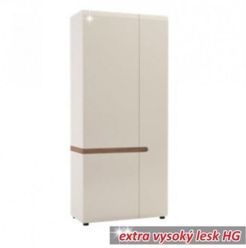 TEMPO KONDELA Skříň, bílá extra vysoký lesk HG/dub sonoma tmavý truflový, LYNATET TYP 20