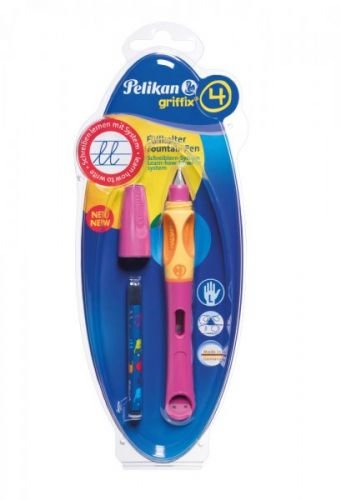 Pelikan Bombičkové pero pro leváky Griffix 4 růžové