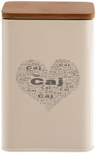 Orion Dóza plech/dřevo ČAJ SRDCE