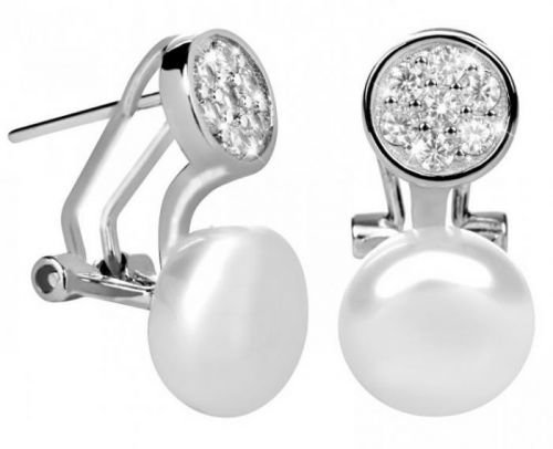 JwL Luxury Pearls Stříbrné náušnice s pravou perlou a zirkony JL0393 stříbro 925/1000