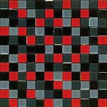 Premium Mosaic Mozaika MIX červená-šedá-chrom 2,5x2,5 MOS25MIX9