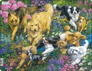 Puzzle MAXI - Psi v poli s květinami/32 dílků - neuveden
