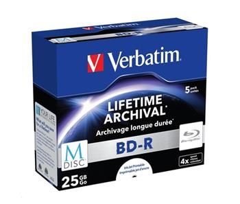 Blu-ray M-DISC BD-R SL Verbatim 25GB 4x Printable jewel box, 5ks/pack