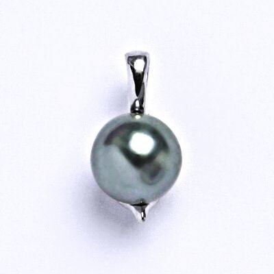 ČIŠTÍN s.r.o Stříbrný přívěšek s umělou četnozelenou perlou 10 mm,přívěšek ze stříbra P 1215 13666