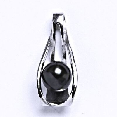 ČIŠTÍN s.r.o Stříbrný přívěšek s umělou černou perlou 8 mm,přívěšek ze stříbra P 1214 13694