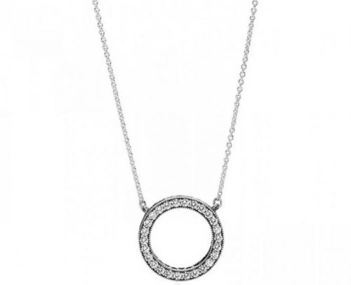Pandora Stříbrný náhrdelník s krystalovým přívěskem 590514CZ-45 stříbro 925/1000