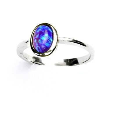 ČIŠTÍN s.r.o Stříbrný prsten, fialový syntetický opál, prstýnek s opálem, T 1354 13217