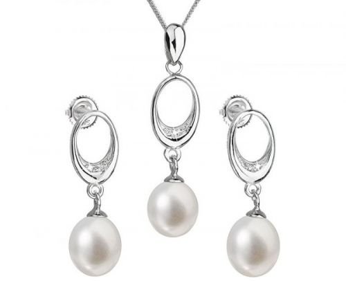 Evolution Group Souprava stříbrných šperků s pravými perlami 29040.1