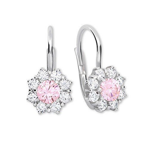 Brilio Silver Stříbrné náušnice s krystaly 436 001 00322 04 - růžové - 2,13 g stříbro 925/1000