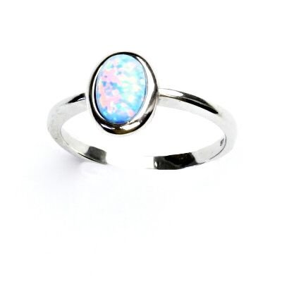 ČIŠTÍN s.r.o Stříbrný prsten, světle modrý syntetický opál, prstýnek s opálem, T 1354 13220