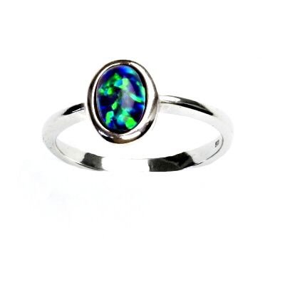 ČIŠTÍN s.r.o Stříbrný prsten, zelený syntetický opál, prstýnek s opálem, T 1354 13222