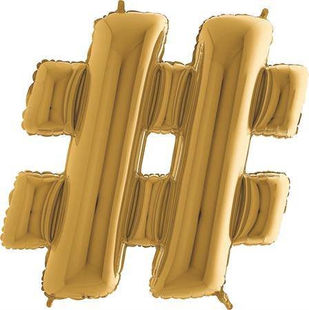 Balónek zlatý Hashtag 102 cm