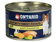 Konzerva ONTARIO mini calf, sweetpotato, dandelion and linseed oil 200g