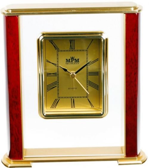 Luxusní stolní hodiny s prvky kovu, dřeva a plastu E03.2837 E03.2837.55.A