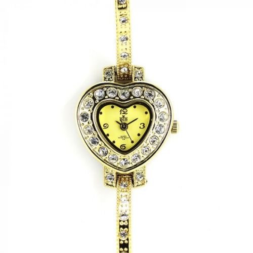 Dámské hodinky ve tvaru srdce po obvodu zdobené zirkony..0430 170791 W02M.10643.H