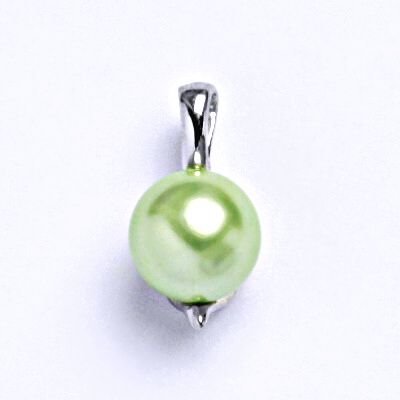 ČIŠTÍN s.r.o Stříbrný přívěšek s umělou světle zelenou perlou 10 mm,přívěšek ze stříbra P 1215 13667