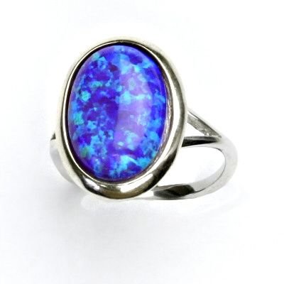 ČIŠTÍN s.r.o Stříbrný prsten, fialový syntetický opál, prstýnek s opálem, T 1454 13149