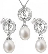 Evolution Group Luxusní stříbrná souprava s pravými perlami 29014.1