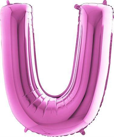 Balónek fóliový písmeno růžové U 102 cm
