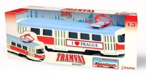 Tramvaj Tatra T3 česká kovová 16cm I?PRAGUE retro na zpětný chod v krabičce 20x8x6cm CZ design