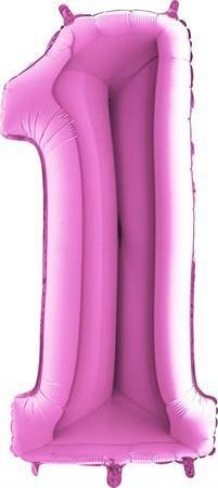 Balónek fóliový číslo 1 růžový 102 cm