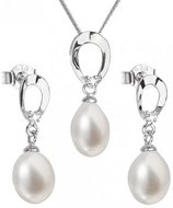 Evolution Group Luxusní stříbrná souprava s pravými perlami 29029.1