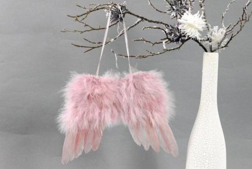 Andělská křídla z peří , barva růžová,  baleno  1 ks v polybag. Cena za 1 ks. AK6110-PINK Art