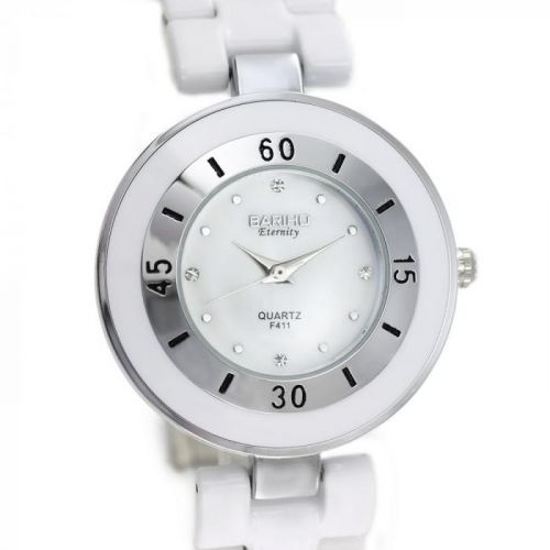 Elegantní quartz hodinky v moderním designu na bílém kovovém pásku W02X.10772 W02X.10772.A
