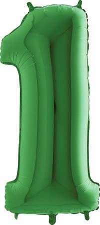 Balonek číslo  zelené 1 z folie  102 cm